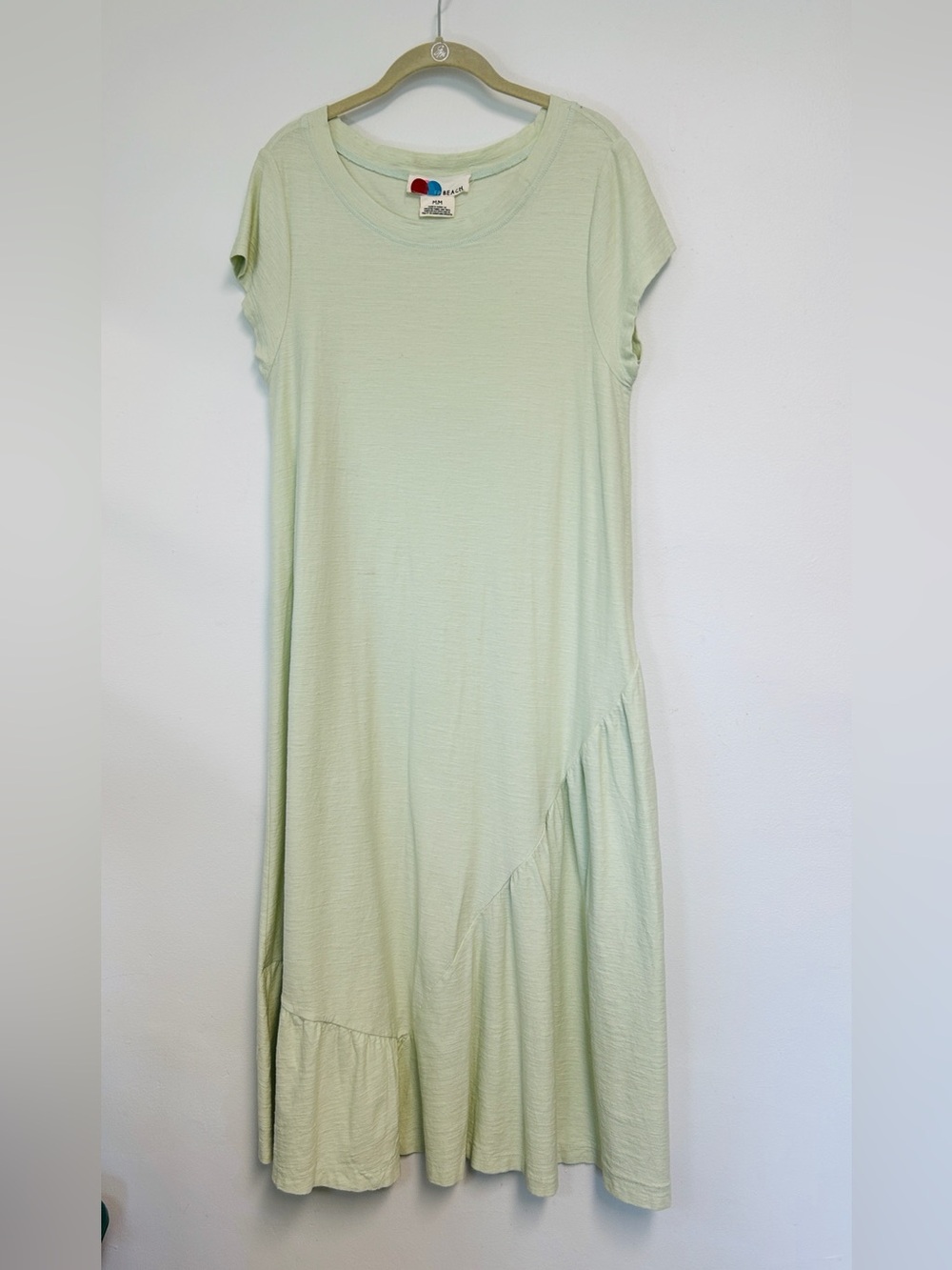 Free People Beach “Lena” Flowy Asymmetrical Cotton/Linen Green Midi Womens M